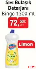BİNGO SIVI BULAŞIK DETERJANI 1500 ML